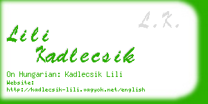 lili kadlecsik business card